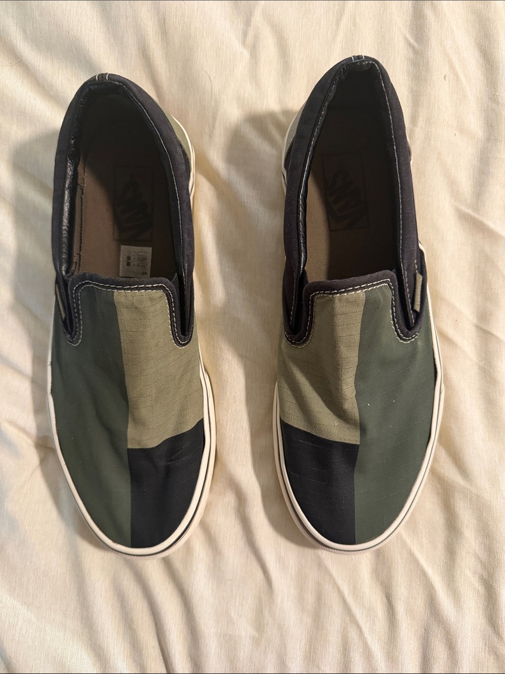 Vans Men's Slip-On Panel Camo in Olive and Black